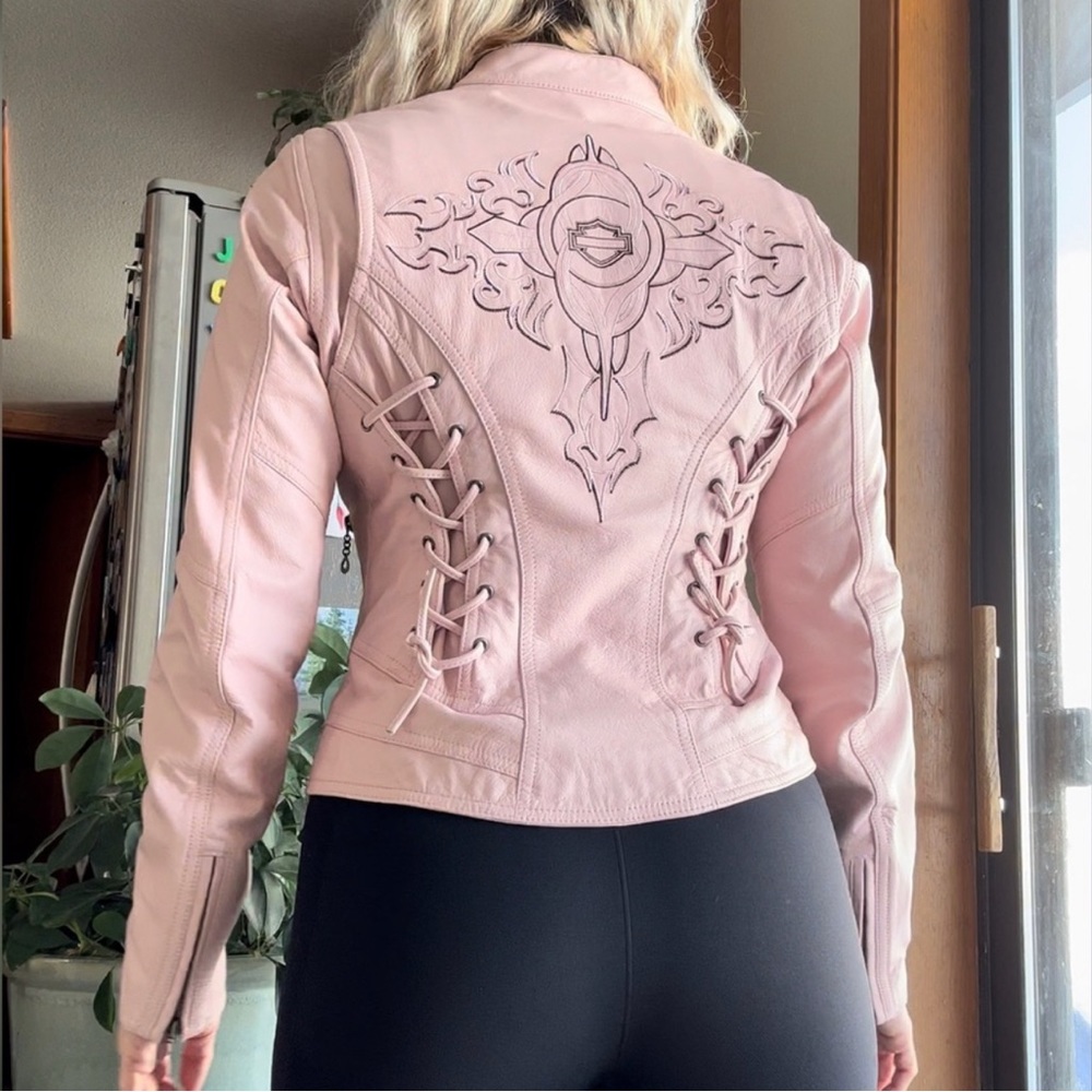 RARE Harley-Davidson Baby Pink Leather motorcycle biker jacket
